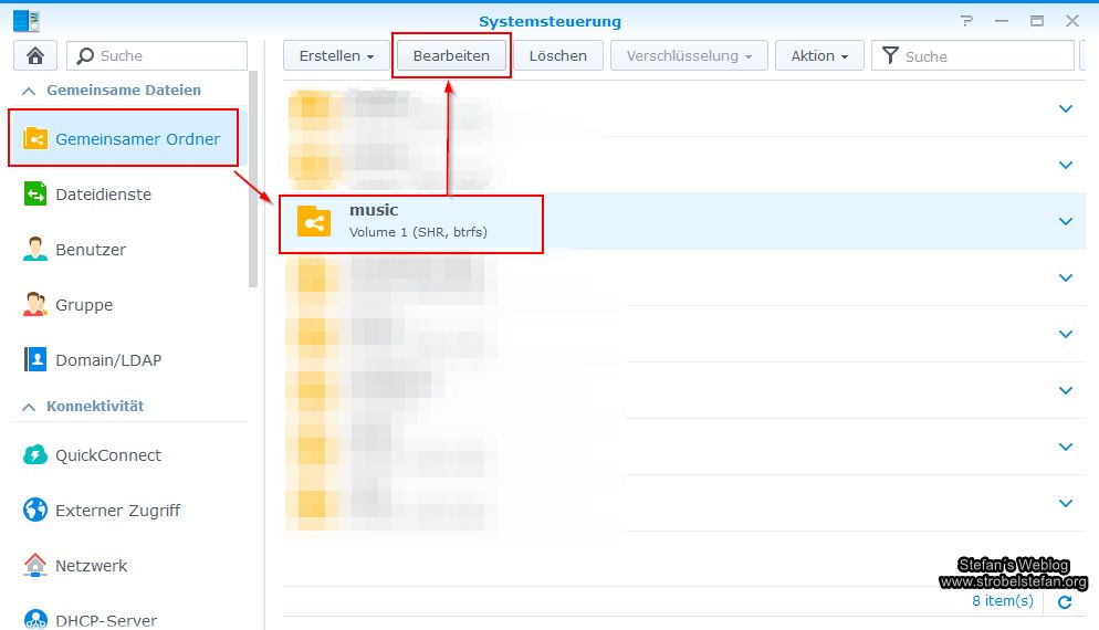 Synology NAS - Berechtigungen für Gemeinsame Ordner