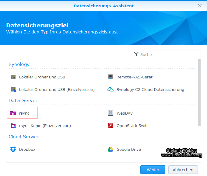 Synology rsync-Backup