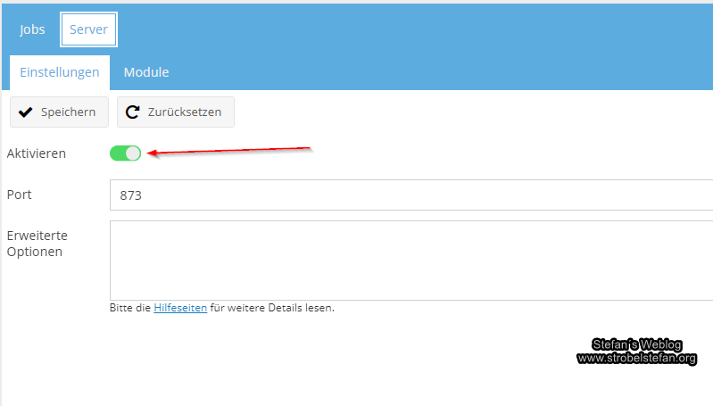 openmediavault - rsync-Einstellungen