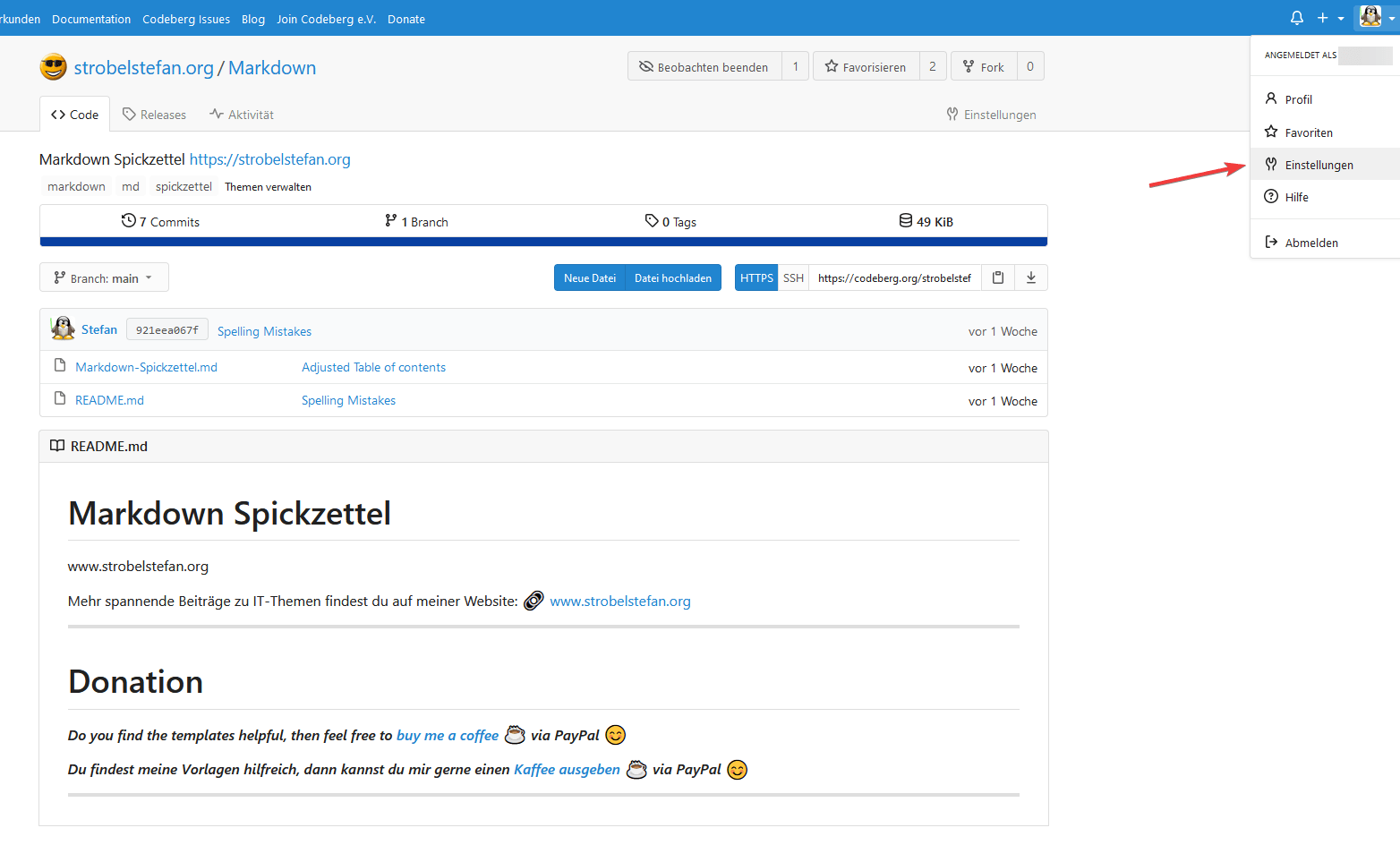 Gitea - SSH-Schlüssel verwalten