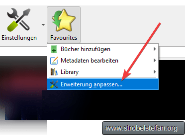 Calibre - Favourites - Erweiterungen anpassen ...