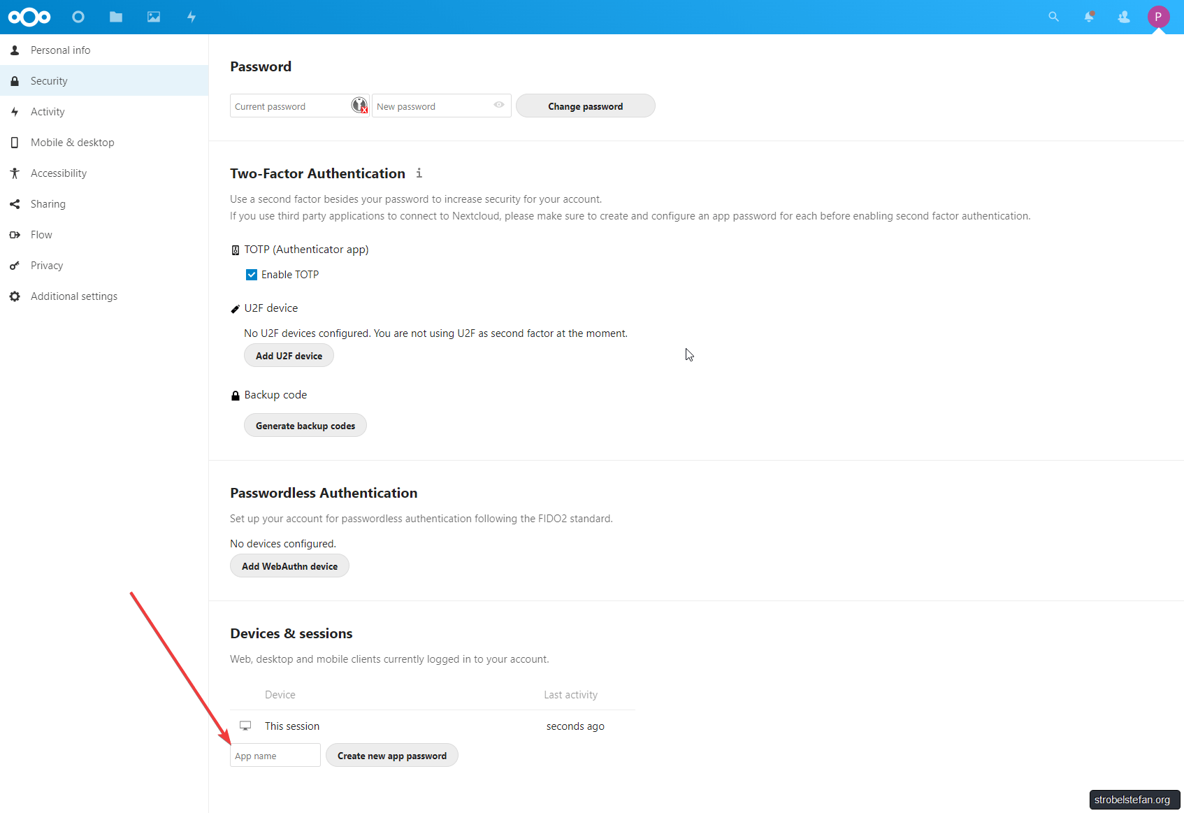 Nextcloud - App-Passwort