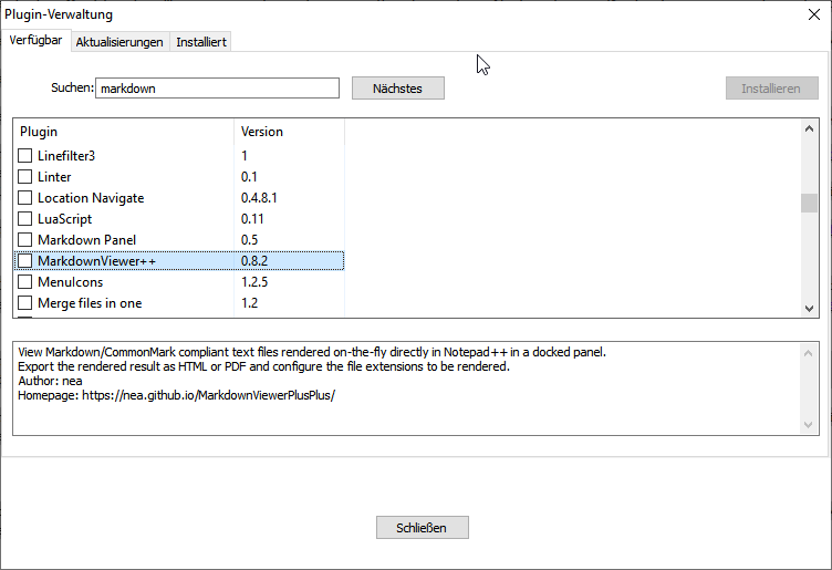 Notepad++ - Markdown Plugins