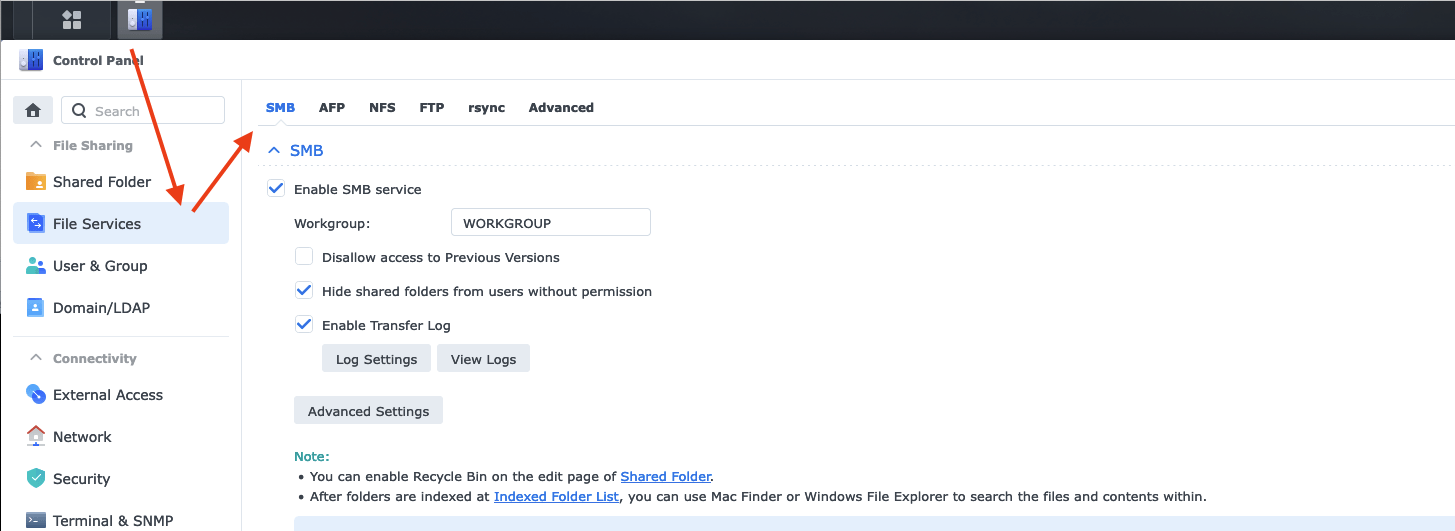 SMB-Dienst aktivieren