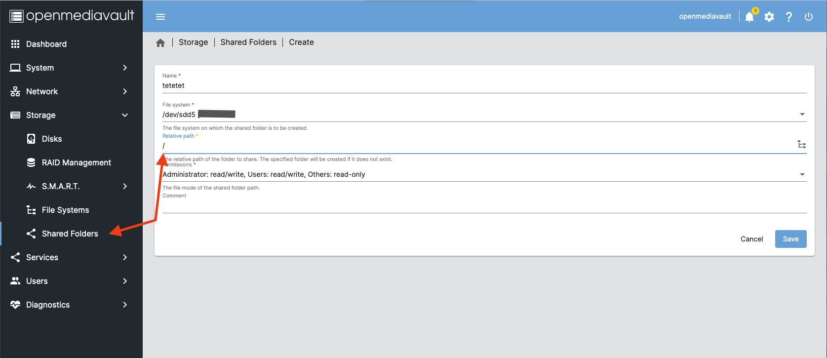 omv - Manage Storages