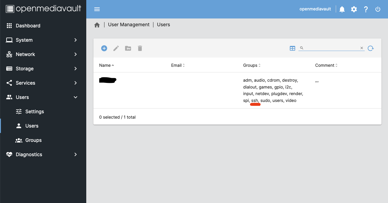 omv - User Management
