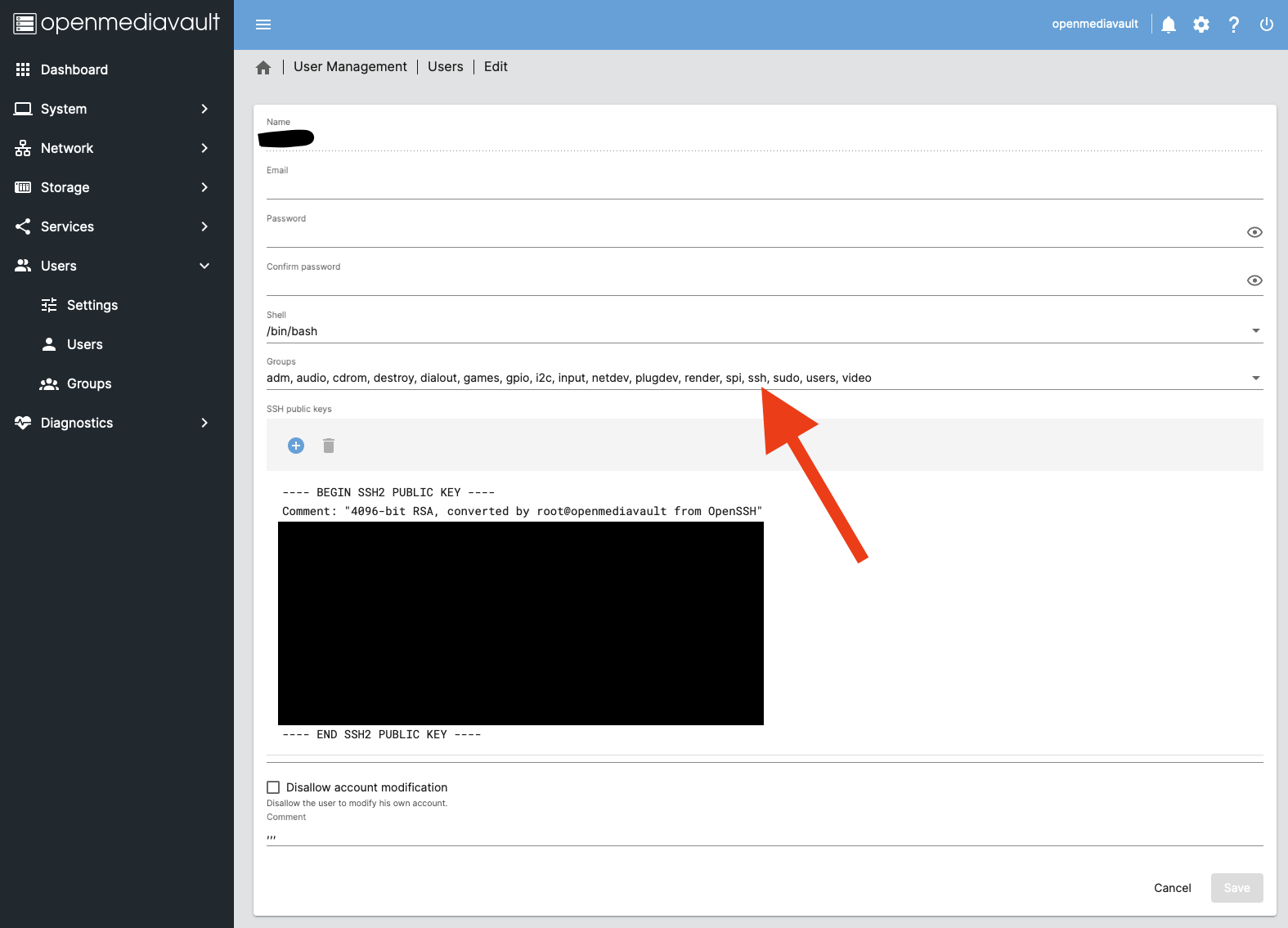omv - User Management