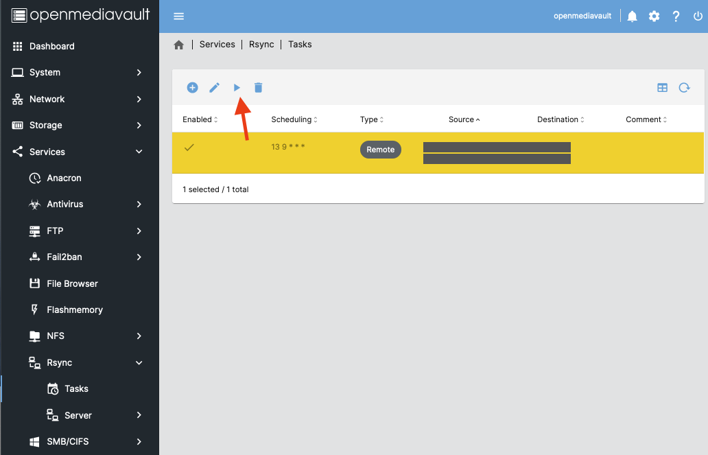 omv - rsync-Configuration