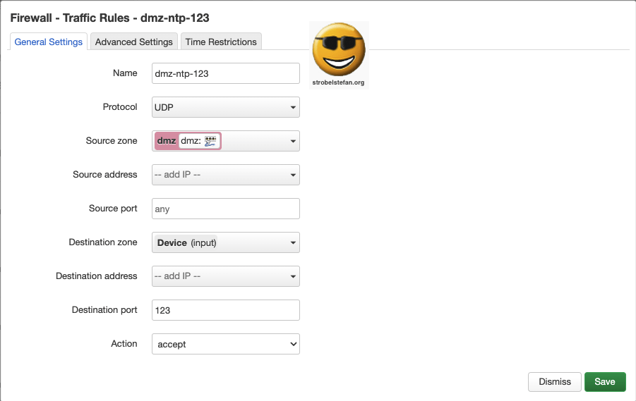 OpenWRT - Firewall rule - NTP on Port 123