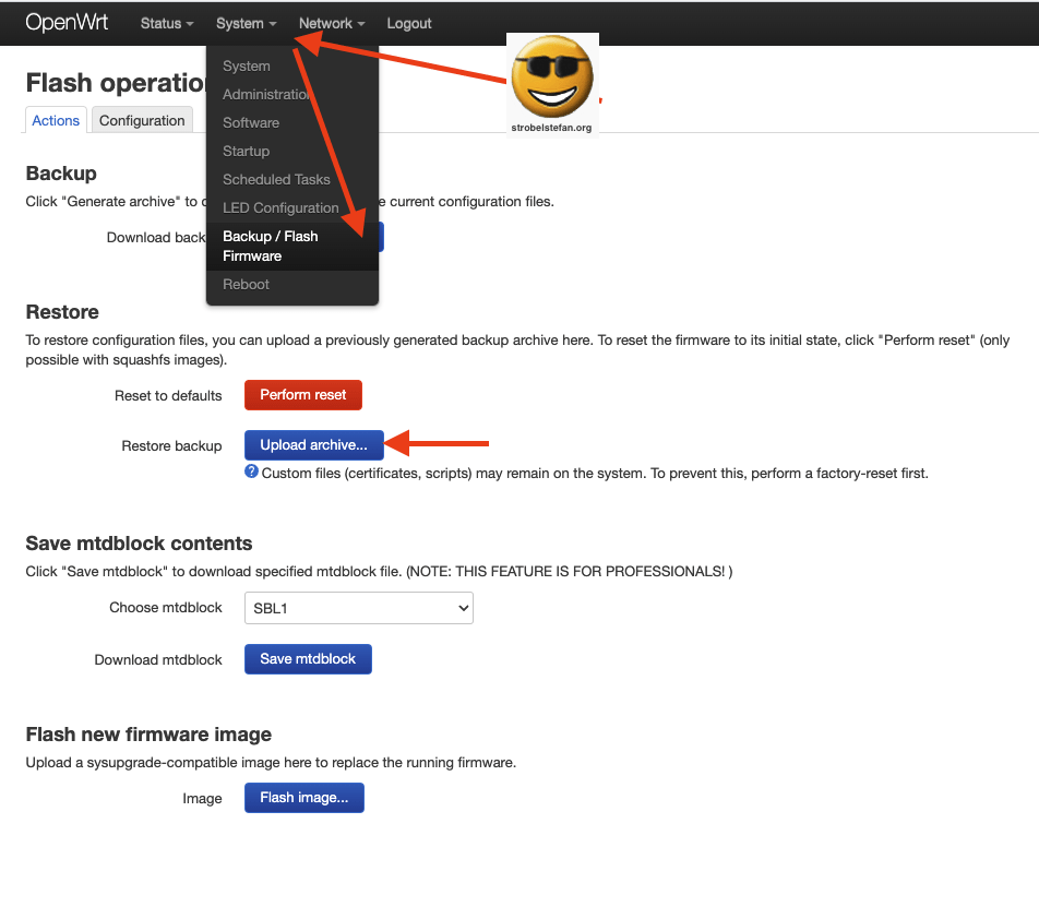 OpenWRT - Restore Backup