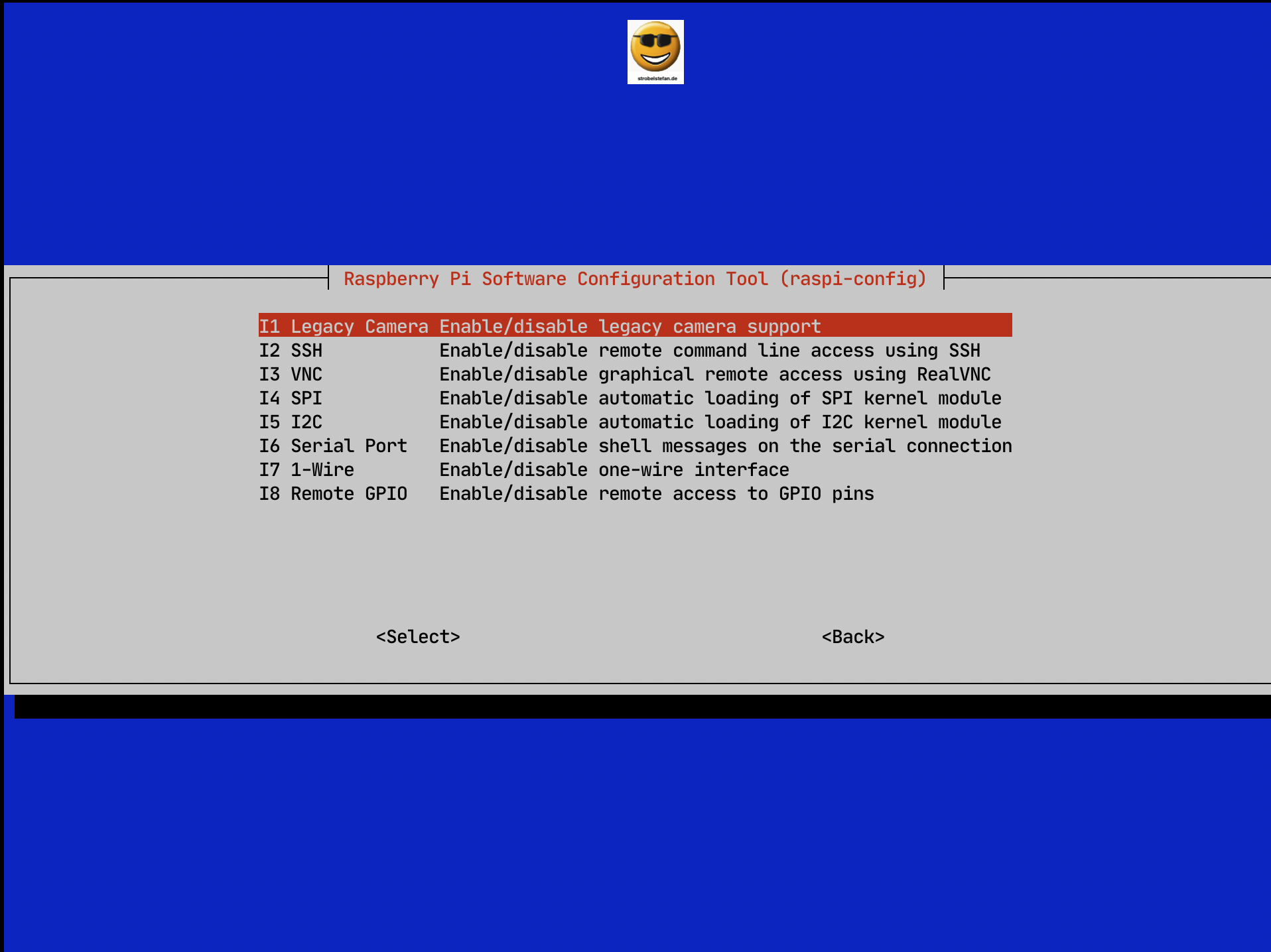 raspi-config - Interface Options - Legacy Camera
