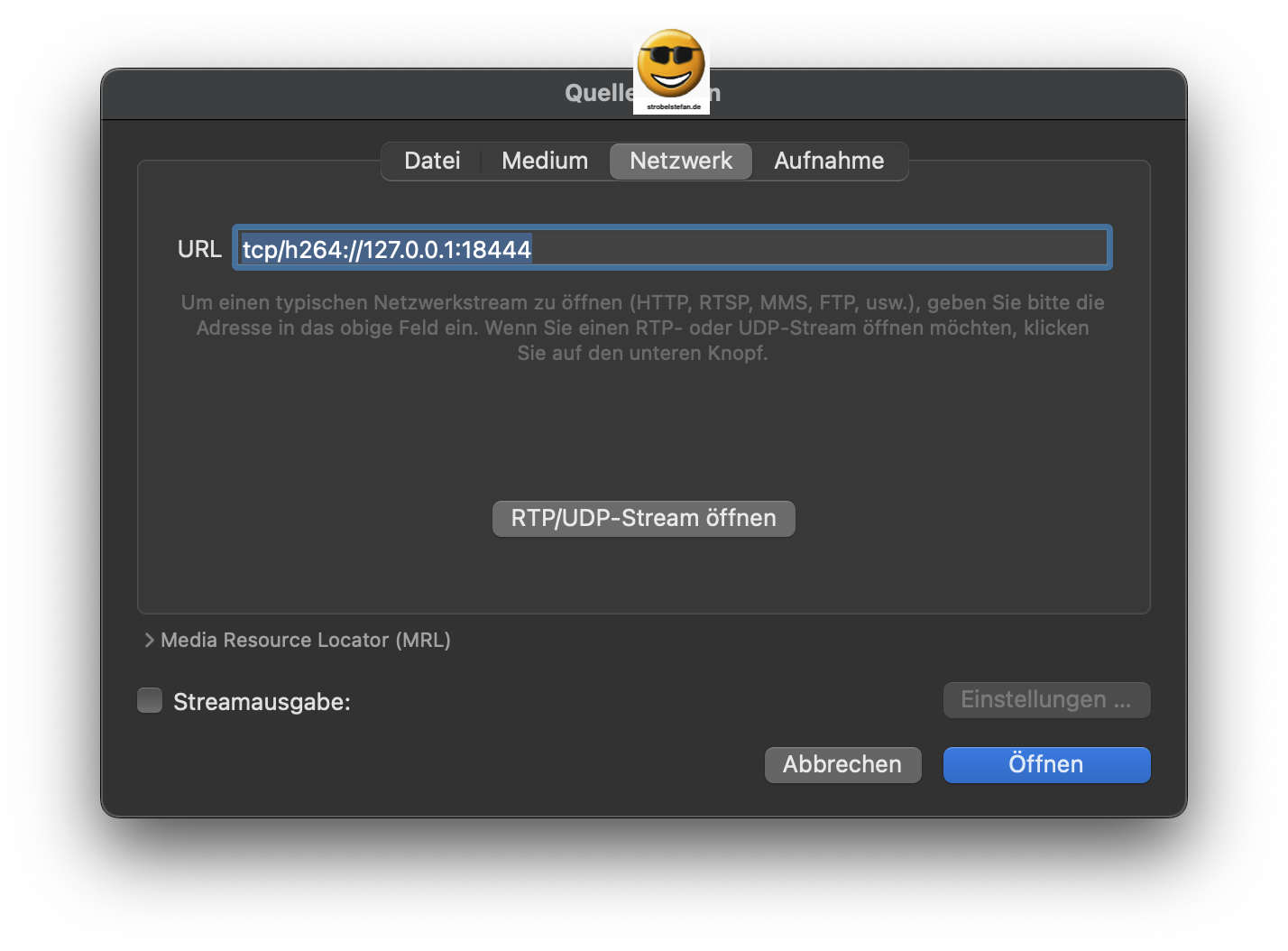VLC - Kamerastream aufrufen
