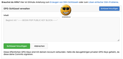 GPG-Schlüssel verwalten - PGP Public Key Block