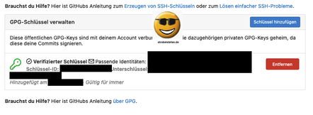 GPG-Schlüssel verwalten - Verifizierter Schlüssel