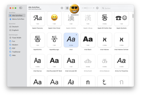 Schriftsammlung - App in MacOS