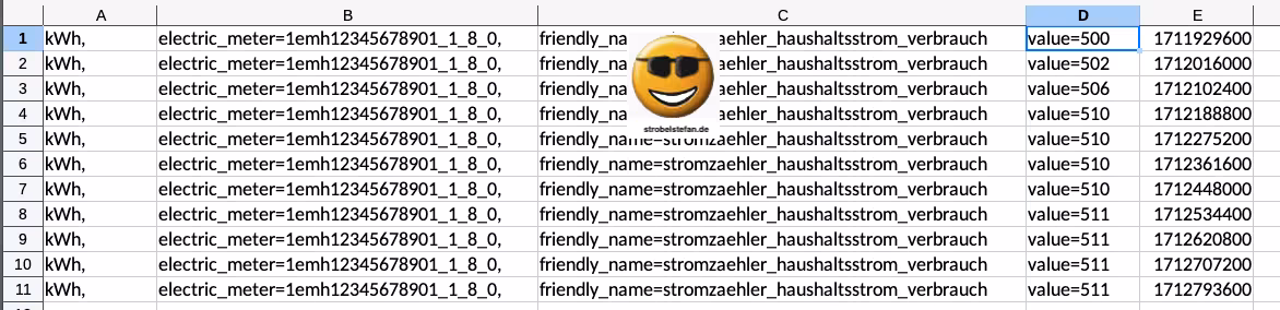 Tabelle 1_8_0 - Aufbau und Struktur der Tabelle, wie die Werte für den Import in die InfluxDB aufbereitet werden müssen