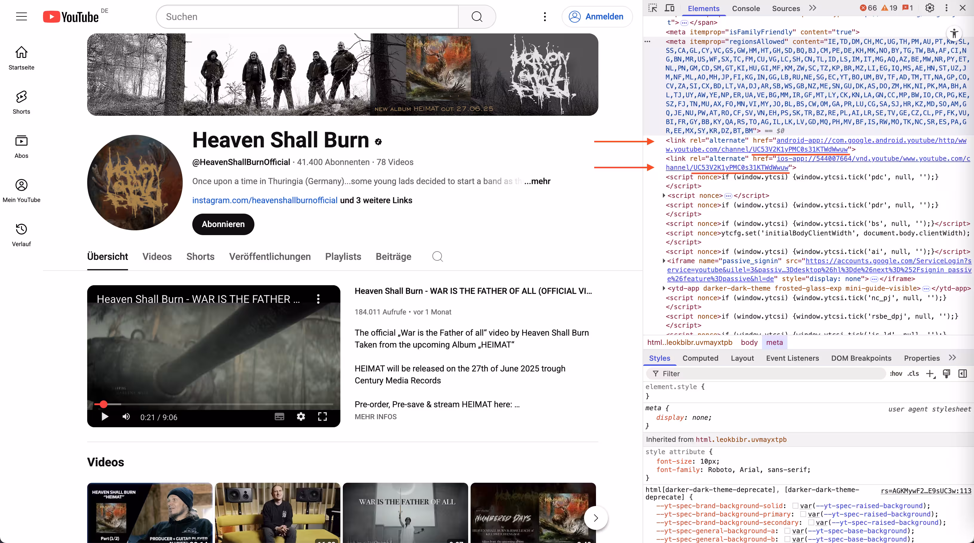Entwicklerwerkzeuge - Channel-ID herausfinden