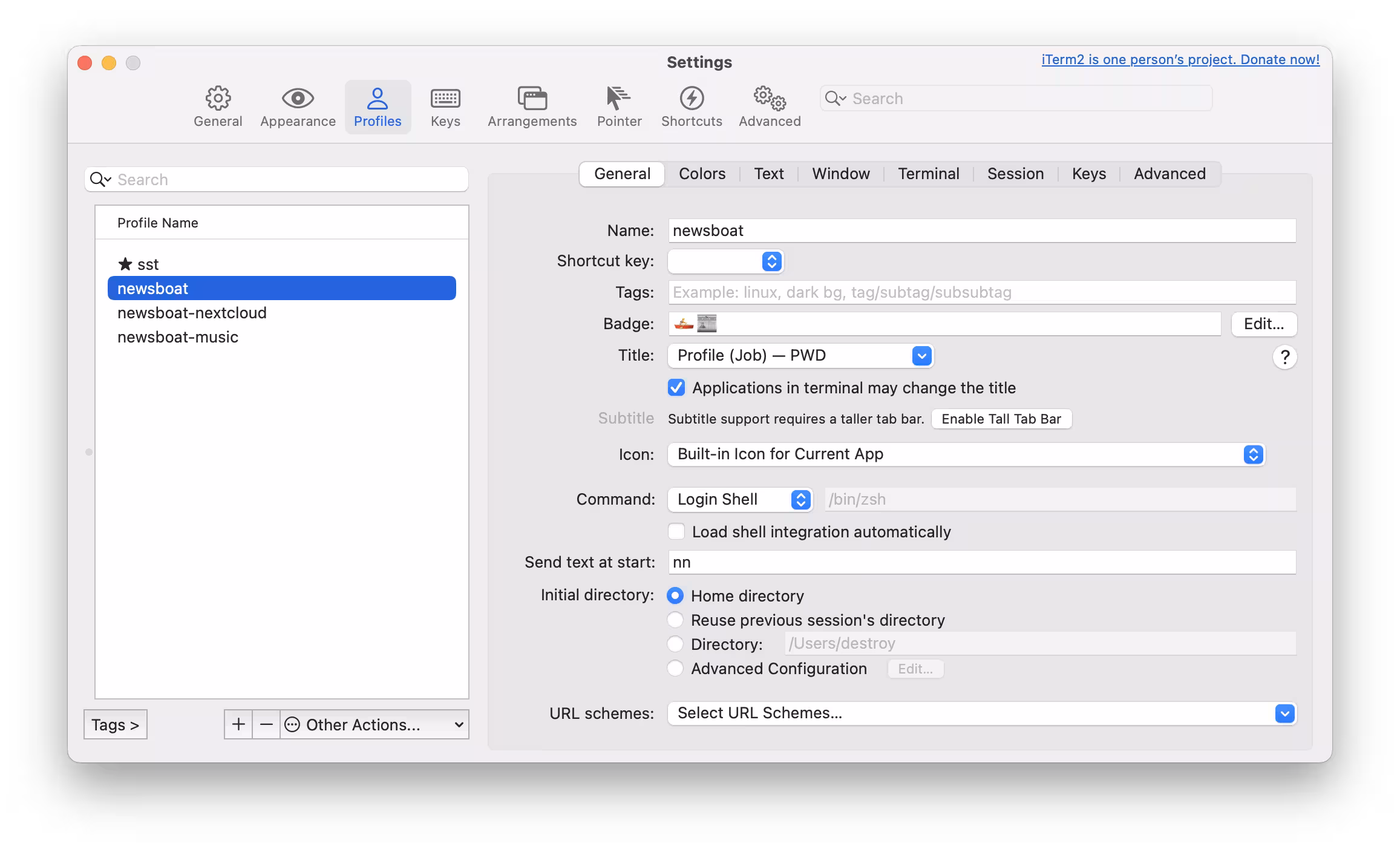 iTerm2 Profile anlegen
