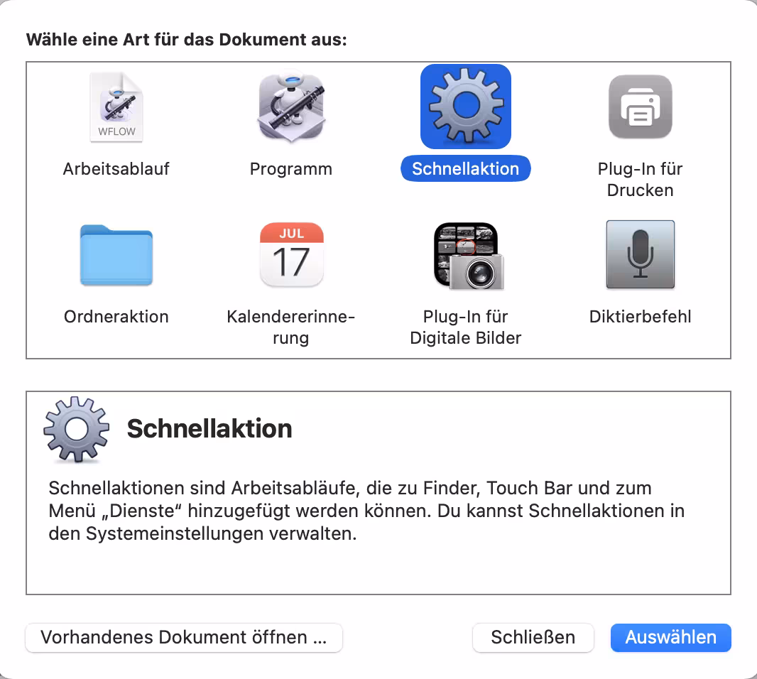 Automator - Schnellaktion