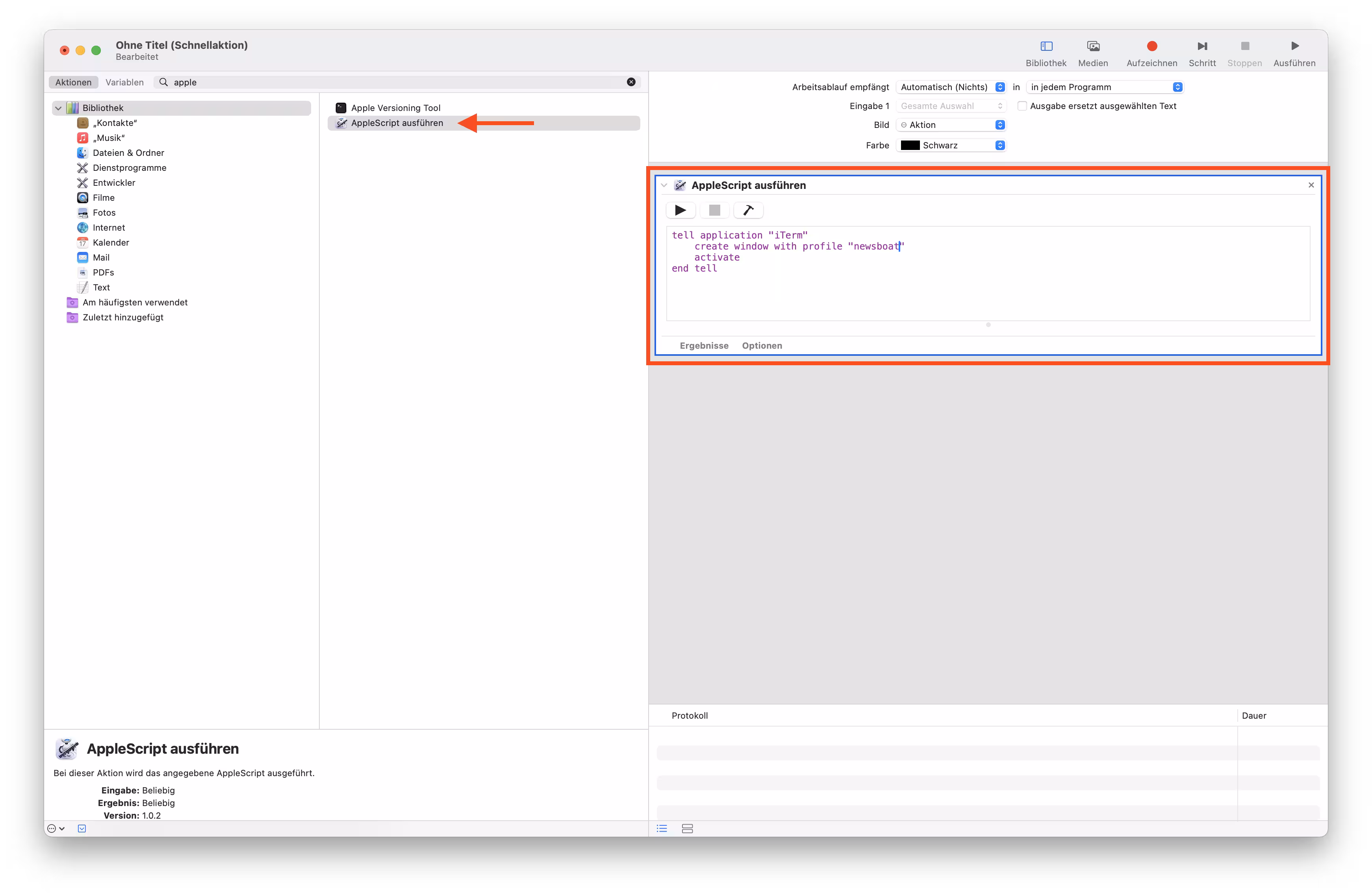 Automator - Schnellaktion