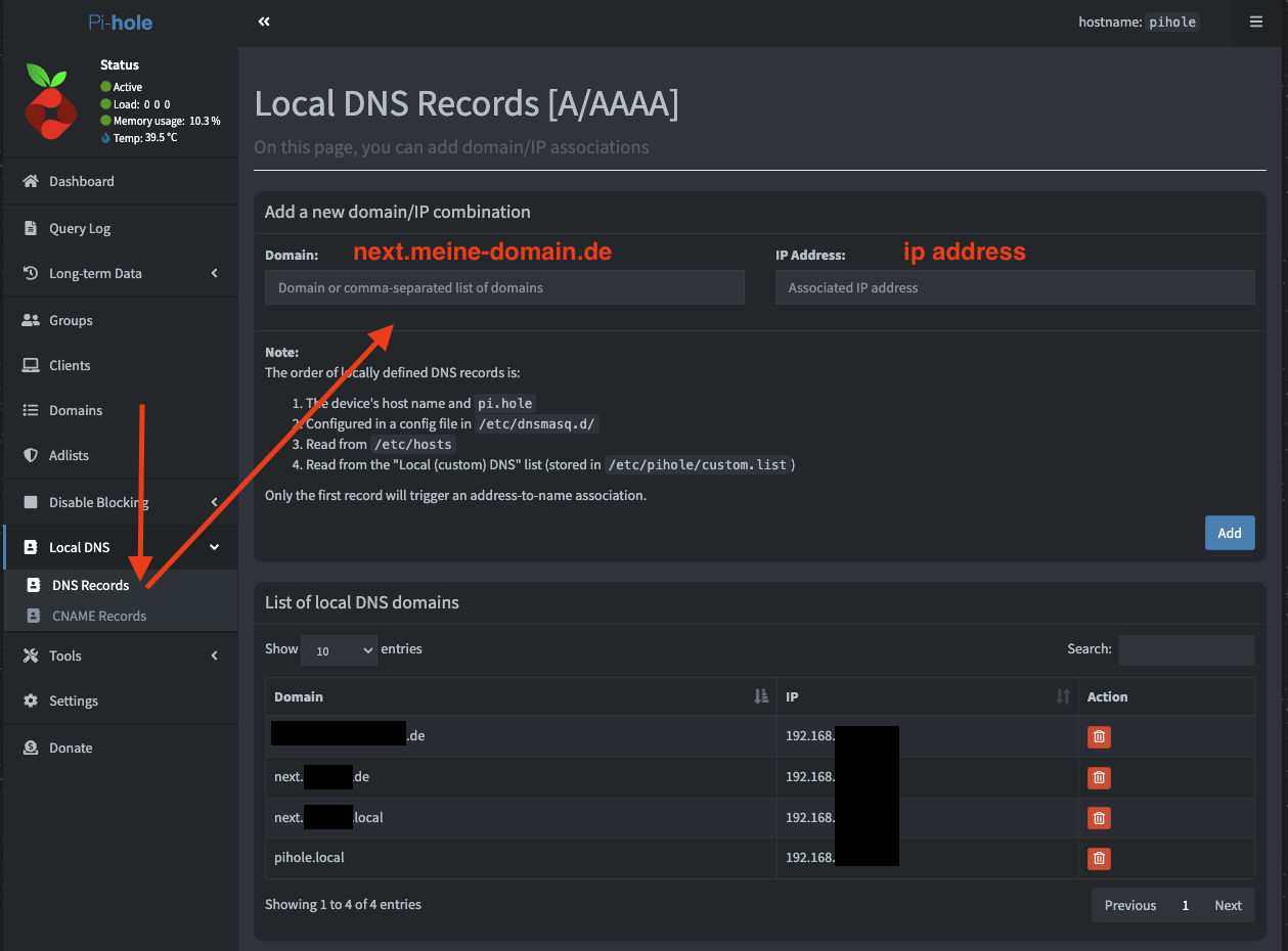 Pi-hole Local DNS Records
