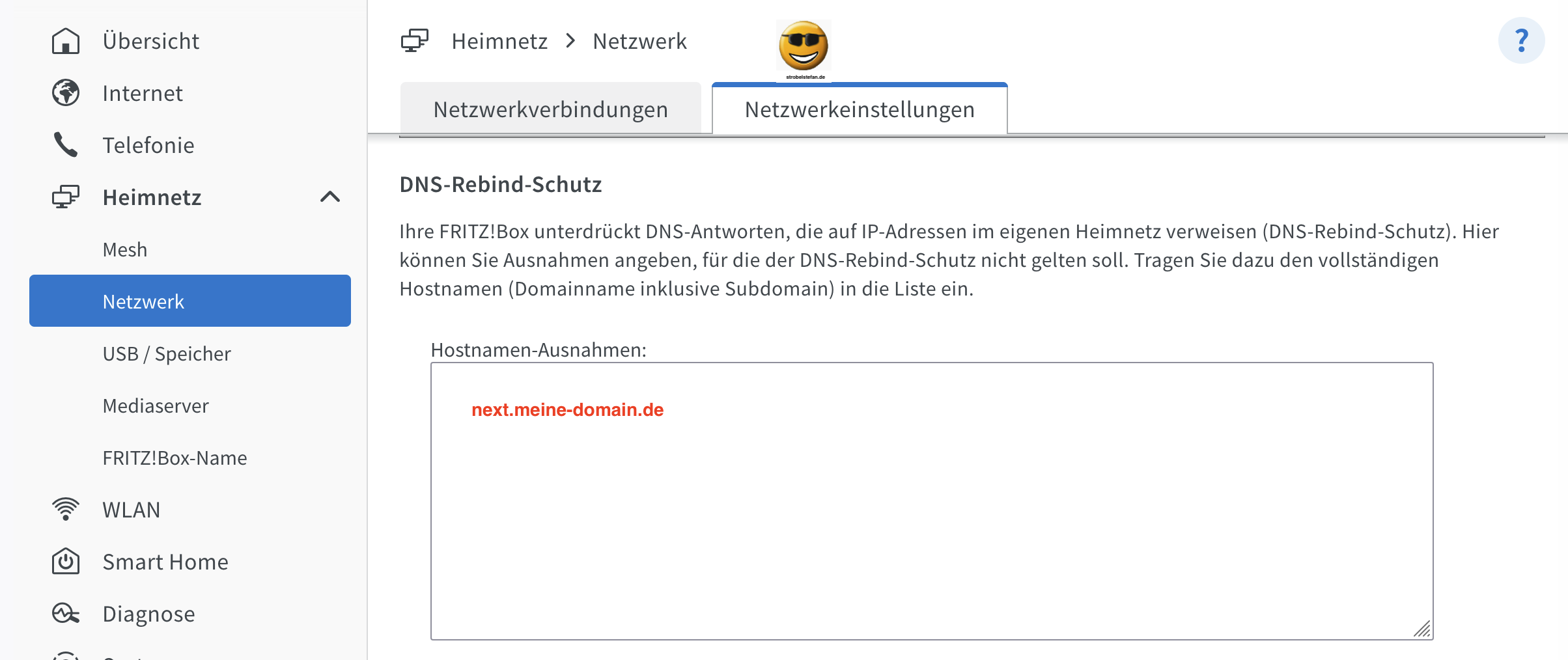 AVM FRITZ!Box DNS Rebind Schutz