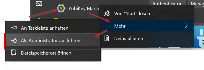 YubiKey Manager als Administrator ausführen