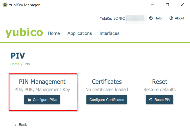 Personal Identity Verification (PIV) - PIN Management