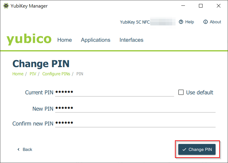 PIV - neue PIN vergeben