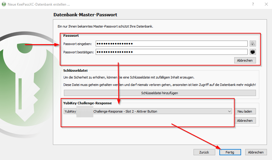 YubiKey mit KeePassXC verbinden