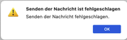 Thunderbird Einstellungen - Senden der Nachricht fehlgeschlagen.
