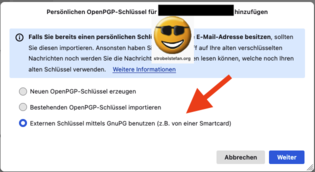 Thunderbird Einstellungen - Schlüssel hinzufügen